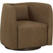 Emilie Nubuck Caramel Leather Swivel Lounge Chair, Swivel